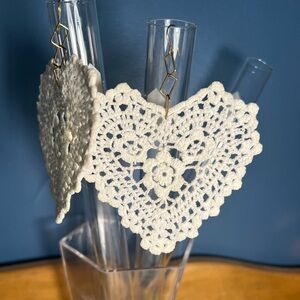 Crocheted heart earrings